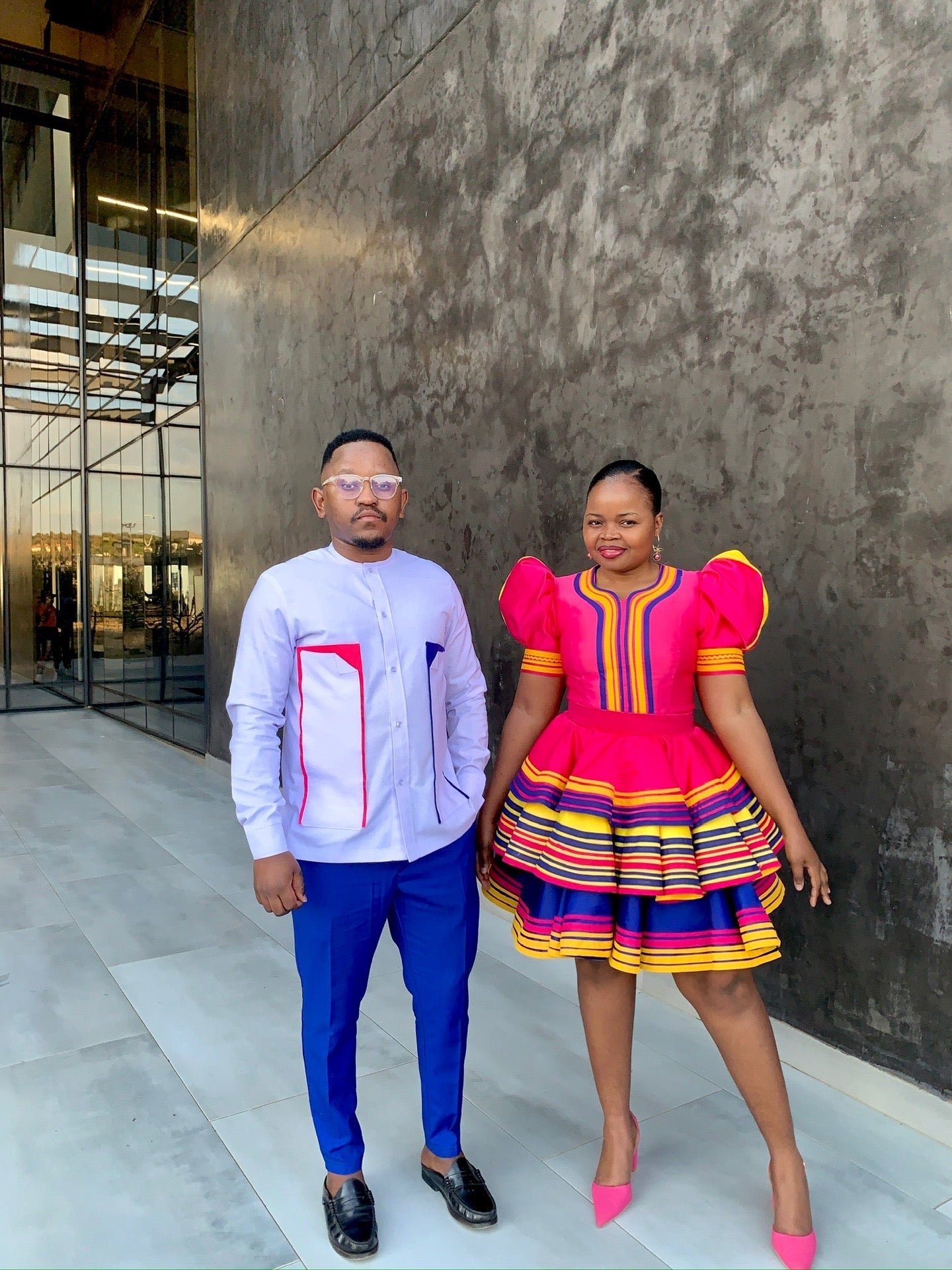 Couple set. Sepedi Dress, matching man trouser and shirt