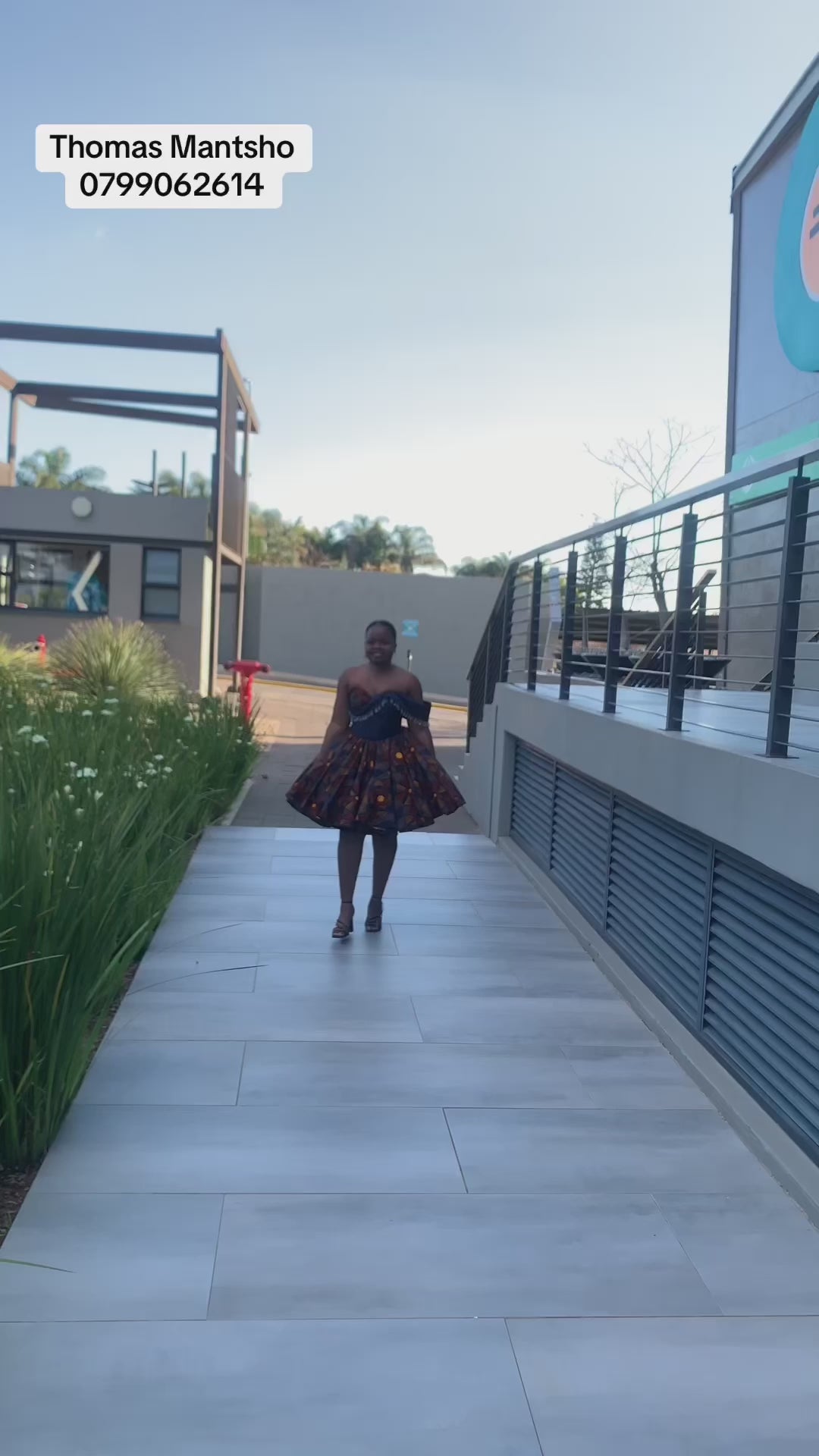 Ankara dress with a touch of navy